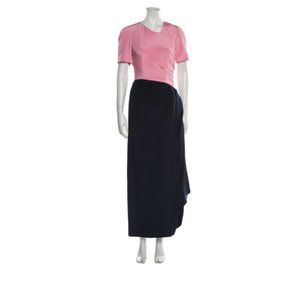 CAROLINA HERRERA long pink and black classic dress